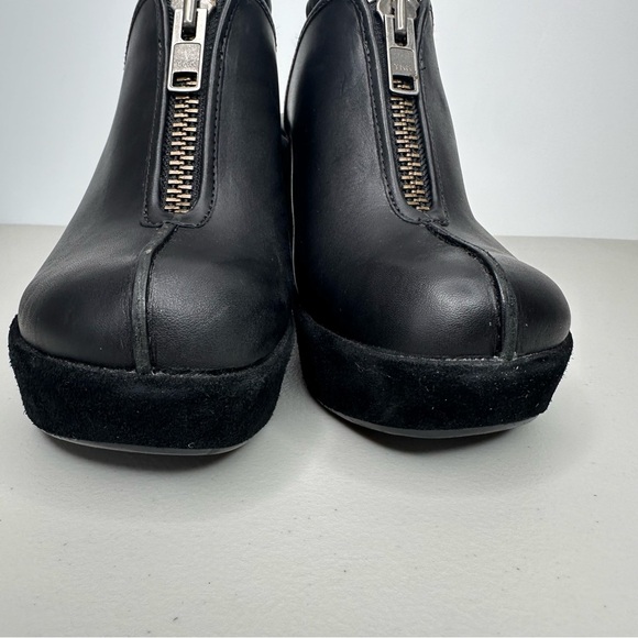 Kork-Ease Leather Heeled Clogs Women’s 10 Black Leather Slip-on Mule Zipper Shoe - Picture 10 of 16